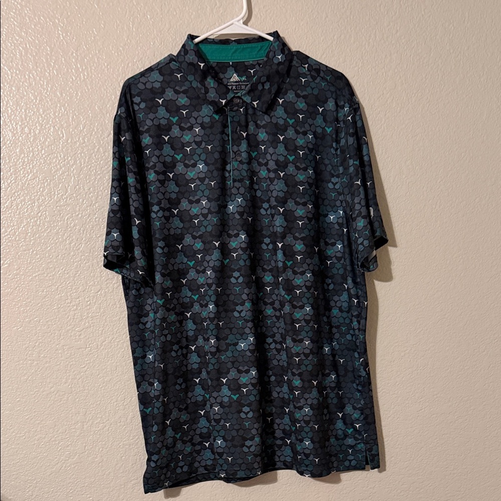 Men's Black and Blue Patterned Shirt